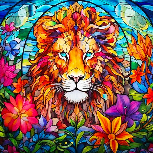 Glass Painted Lion - Full Round Drill Diamond Painting 40*40CM