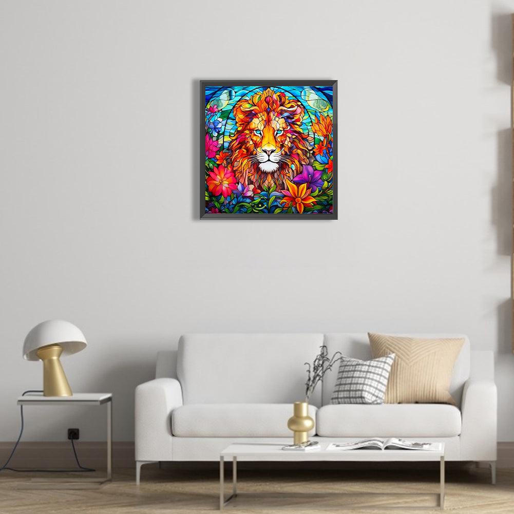 Glass Painted Lion - Full Round Drill Diamond Painting 40*40CM