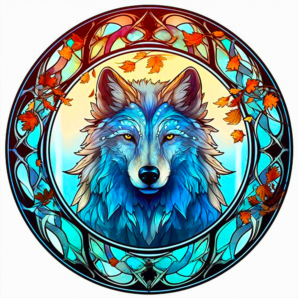 Glass Painted Wolf - Full Round Drill Diamond Painting 40*40CM