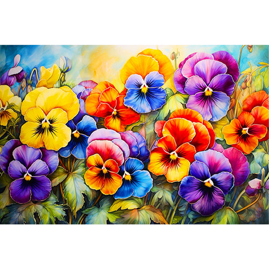 Pansy Field - Full Round Drill Diamond Painting 60*40CM