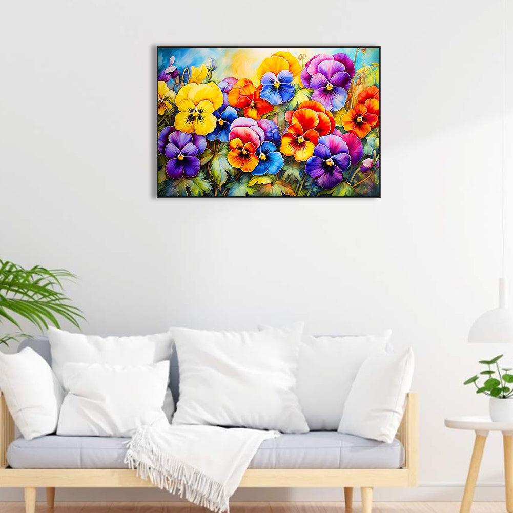 Pansy Field - Full Round Drill Diamond Painting 60*40CM