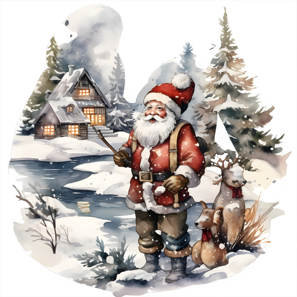 Santa In The Snow - Full Round Drill Diamond Painting 30*30CM