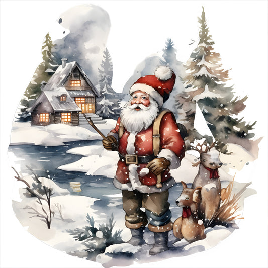 Santa In The Snow - Full Round Drill Diamond Painting 30*30CM