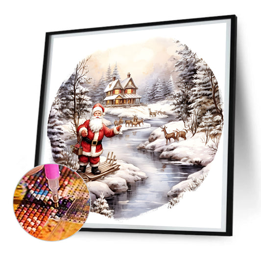 Santa In The Snow - Full Round Drill Diamond Painting 30*30CM