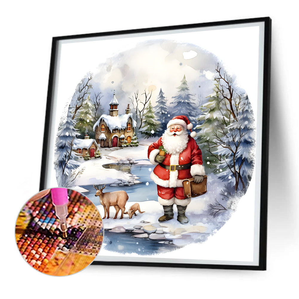 Santa In The Snow - Full Round Drill Diamond Painting 30*30CM