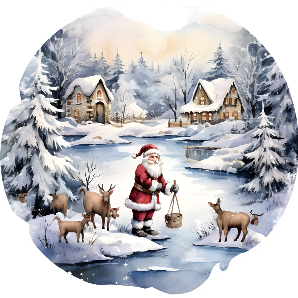 Santa In The Snow - Full Round Drill Diamond Painting 30*30CM