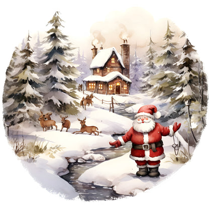 Santa In The Snow - Full Round Drill Diamond Painting 30*30CM