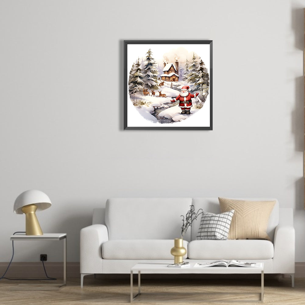 Santa In The Snow - Full Round Drill Diamond Painting 30*30CM
