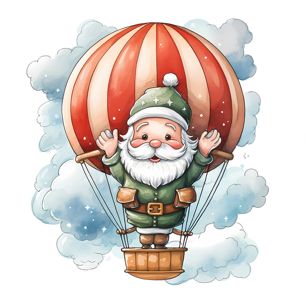 Hot Air Balloon Santa Claus - Full Round Drill Diamond Painting 30*30CM