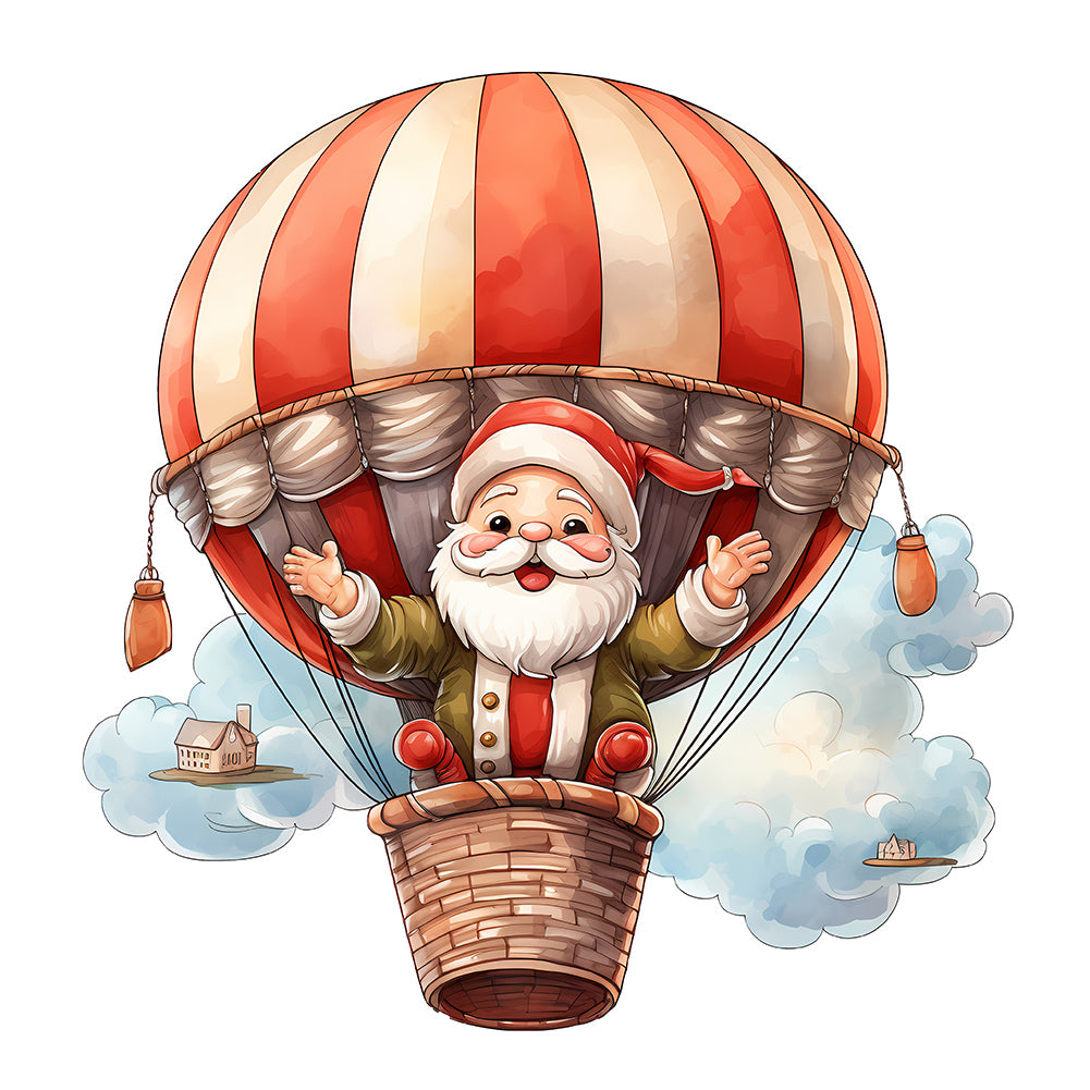 Hot Air Balloon Santa Claus - Full Round Drill Diamond Painting 30*30CM