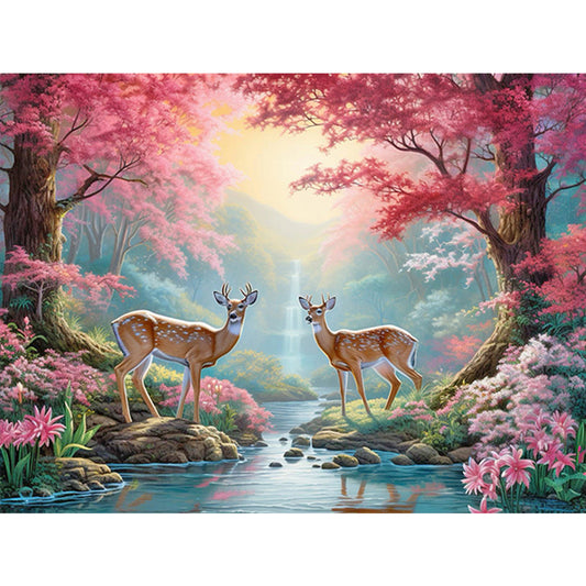 Sika Deer In The Forest - Full Round Drill Diamond Painting 40*30CM