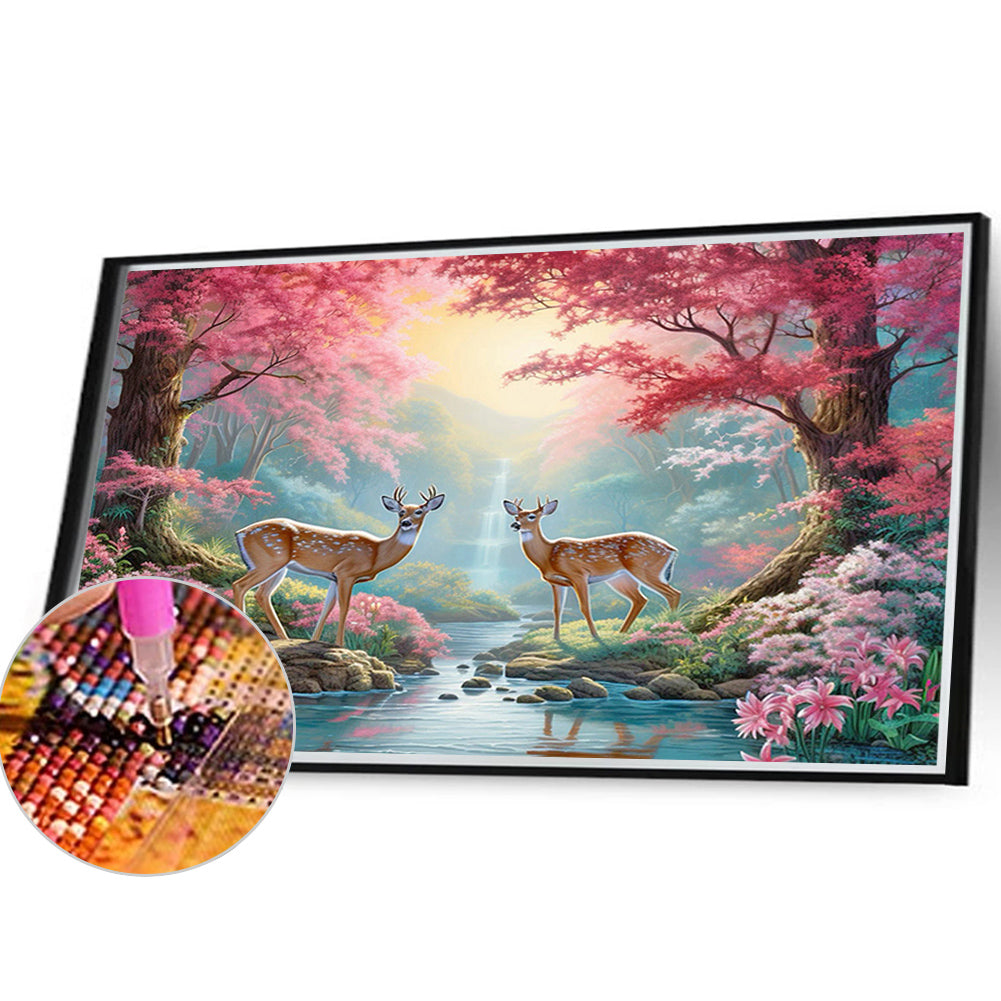 Sika Deer In The Forest - Full Round Drill Diamond Painting 40*30CM