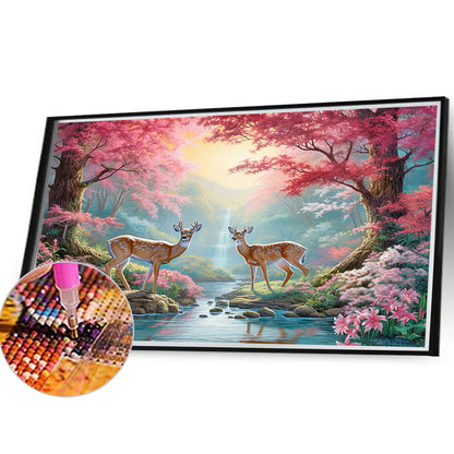 Sika Deer In The Forest - Full Round Drill Diamond Painting 40*30CM