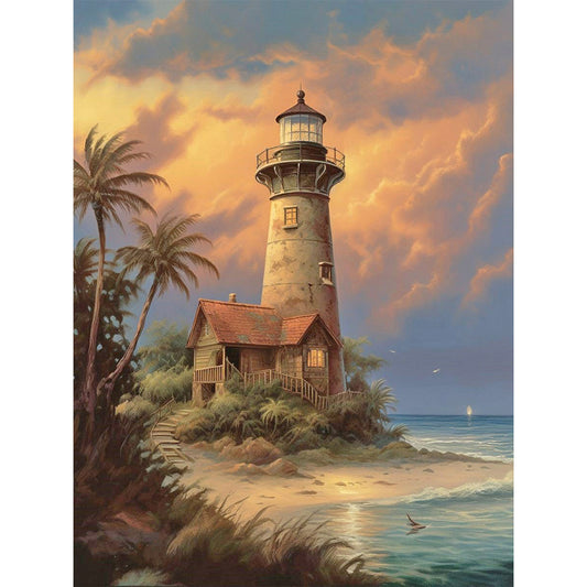 Lighthouse And Windmill - Full Round Drill Diamond Painting 30*40CM