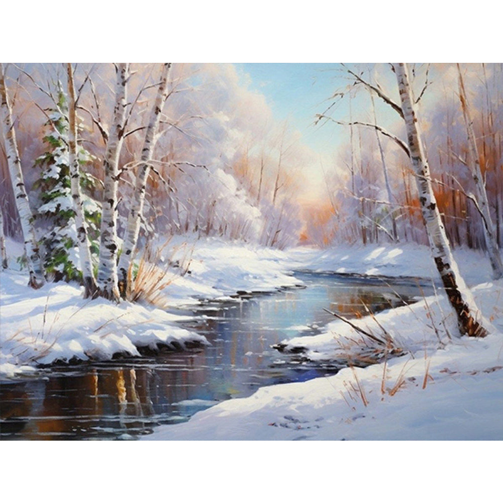 Snow Mountain - Full Round Drill Diamond Painting 40*30CM