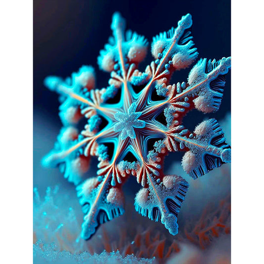 Blue Snowflakes - Full Round Drill Diamond Painting 30*40CM