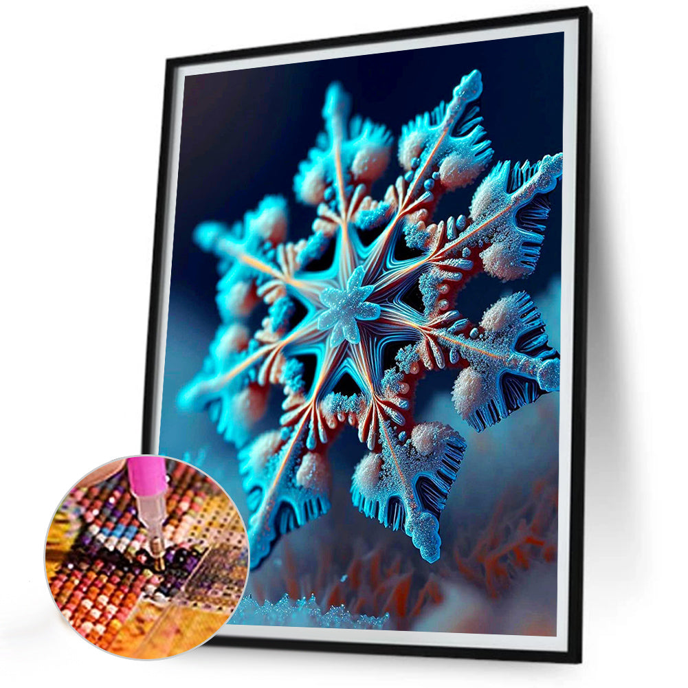 Blue Snowflakes - Full Round Drill Diamond Painting 30*40CM