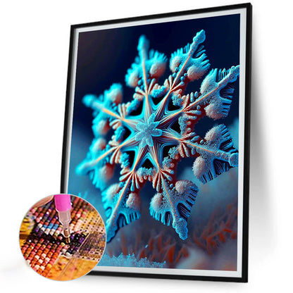 Blue Snowflakes - Full Round Drill Diamond Painting 30*40CM