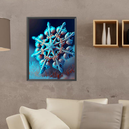 Blue Snowflakes - Full Round Drill Diamond Painting 30*40CM