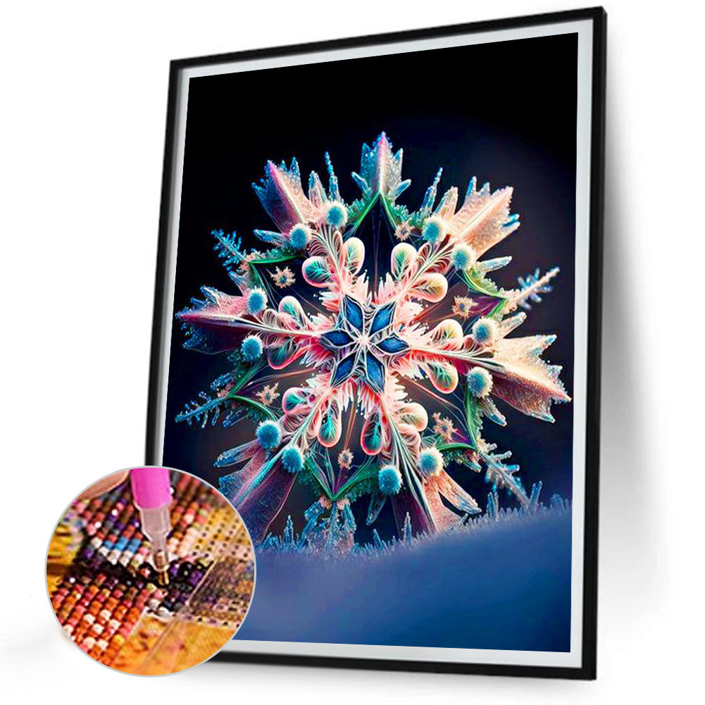 Orange Green Snowflake - Full Round Drill Diamond Painting 30*40CM