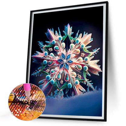 Orange Green Snowflake - Full Round Drill Diamond Painting 30*40CM