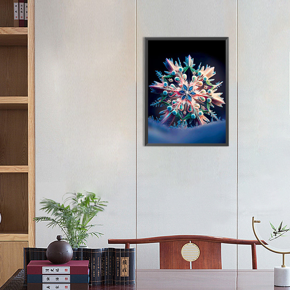Orange Green Snowflake - Full Round Drill Diamond Painting 30*40CM