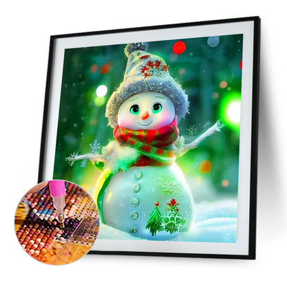 Fluorescent Snowman - Full Round Drill Diamond Painting 40*40CM