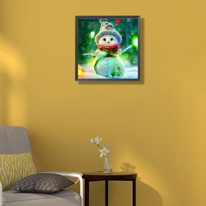 Fluorescent Snowman - Full Round Drill Diamond Painting 40*40CM