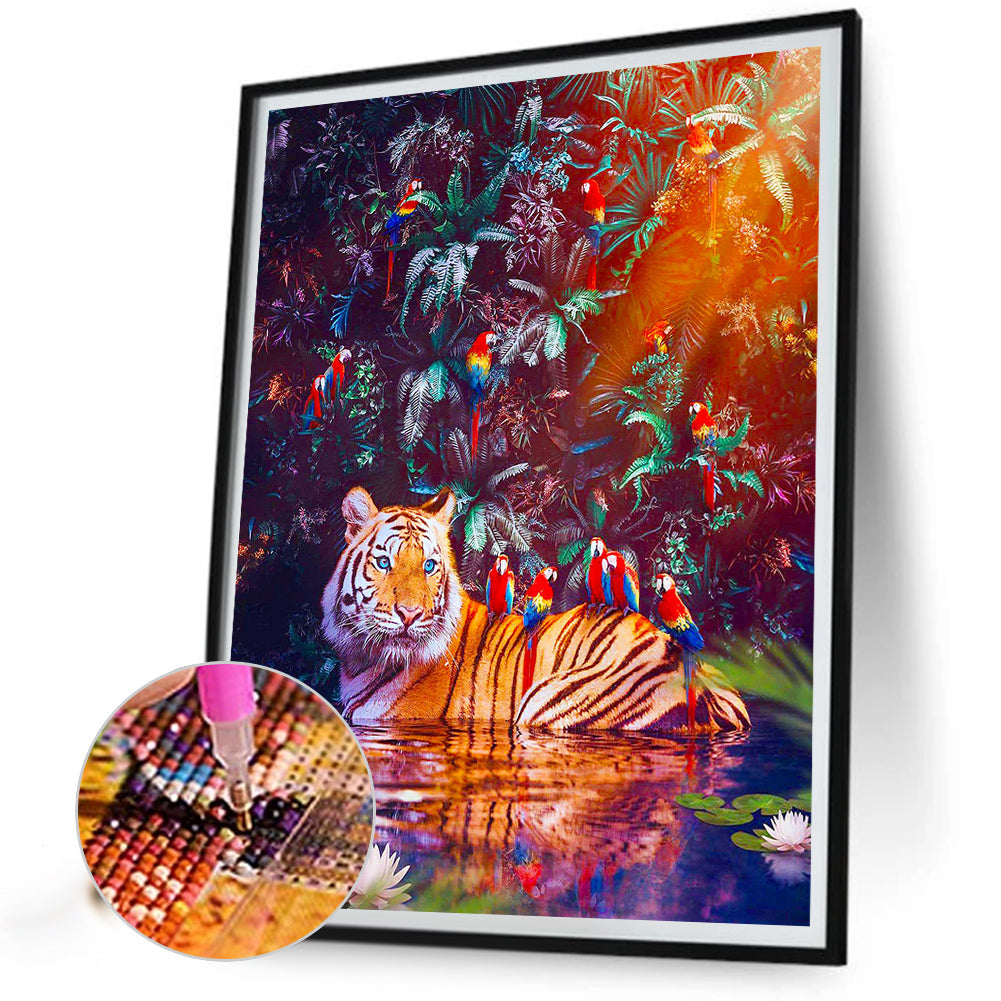 Tigers And Parrots - Full Round Drill Diamond Painting 40*50CM