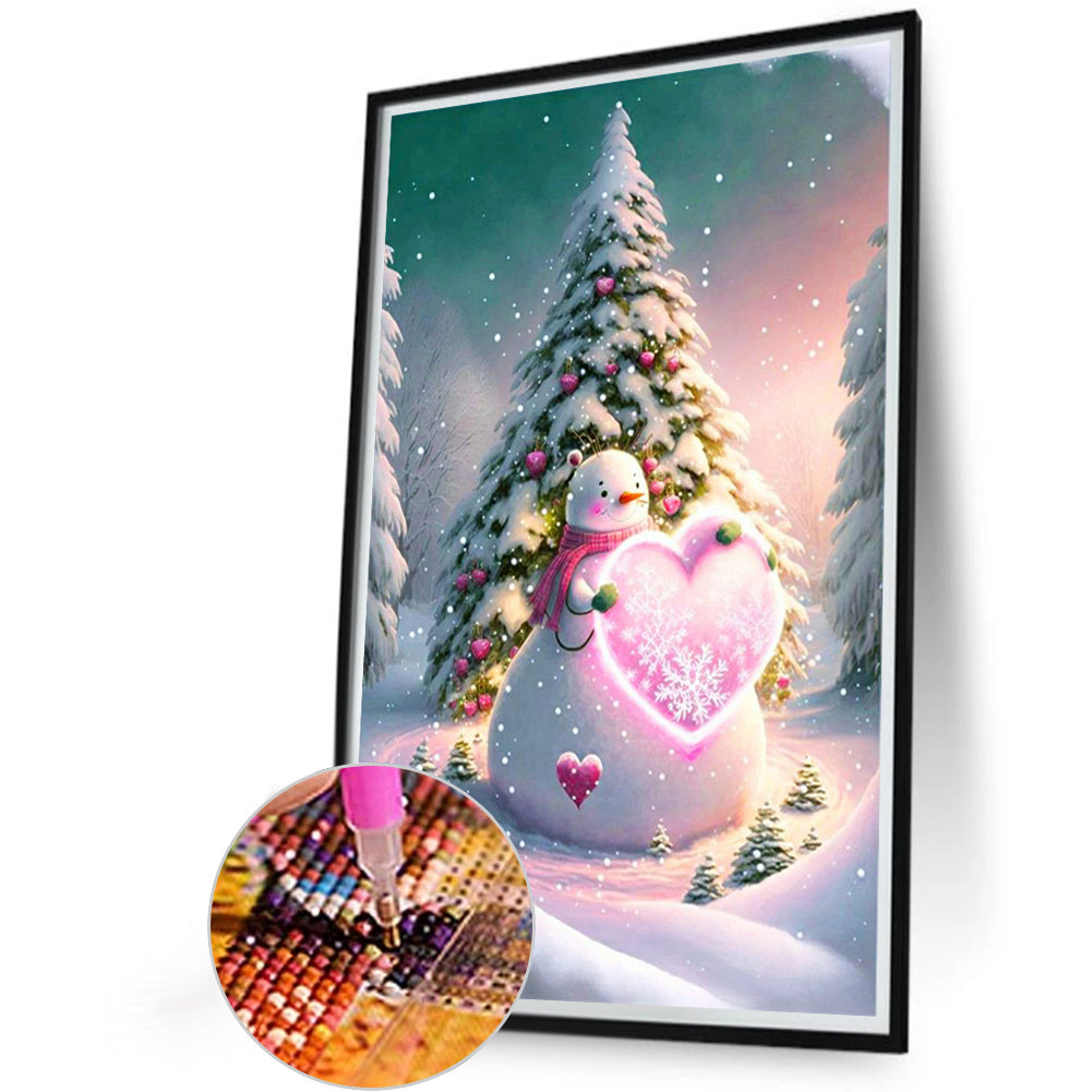 Snowman With Christmas Tree - Full Round Drill Diamond Painting 40*60CM