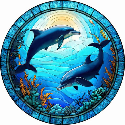 Medallion Dolphin - Full Round Drill Diamond Painting 30*30CM