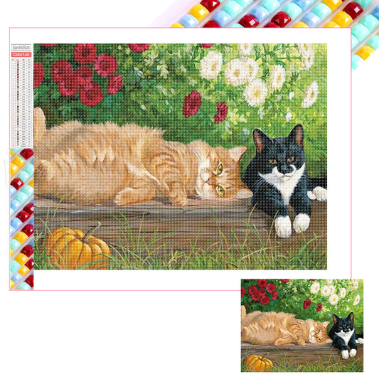 Flower Kitten - Full Square Drill Diamond Painting 40X30CM