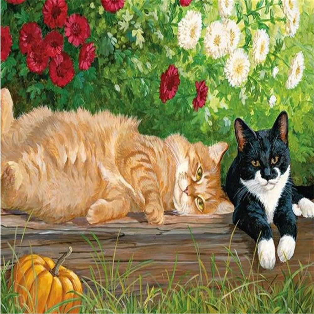 Flower Kitten - Full Square Drill Diamond Painting 40X30CM