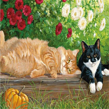 Flower Kitten - Full Square Drill Diamond Painting 40X30CM