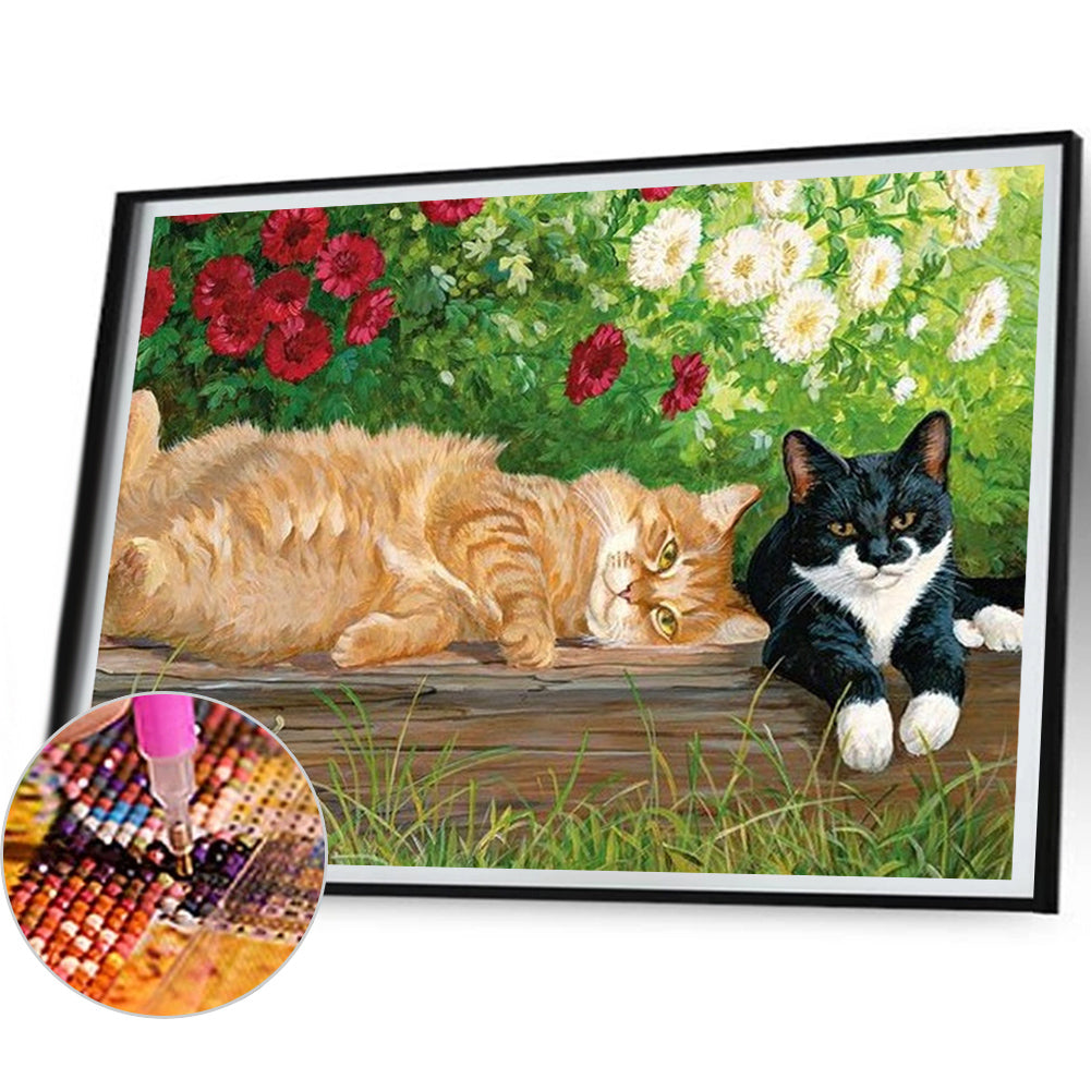 Flower Kitten - Full Square Drill Diamond Painting 40X30CM