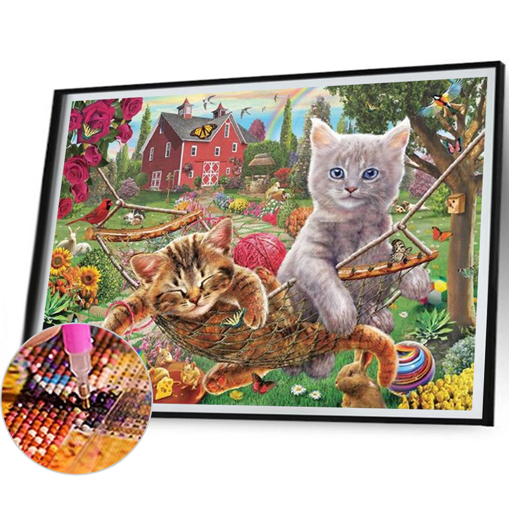 Hanging Chair Cat - Full Square Drill Diamond Painting 40X30CM