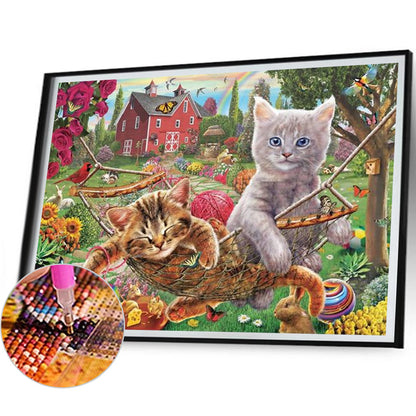 Hanging Chair Cat - Full Square Drill Diamond Painting 40X30CM