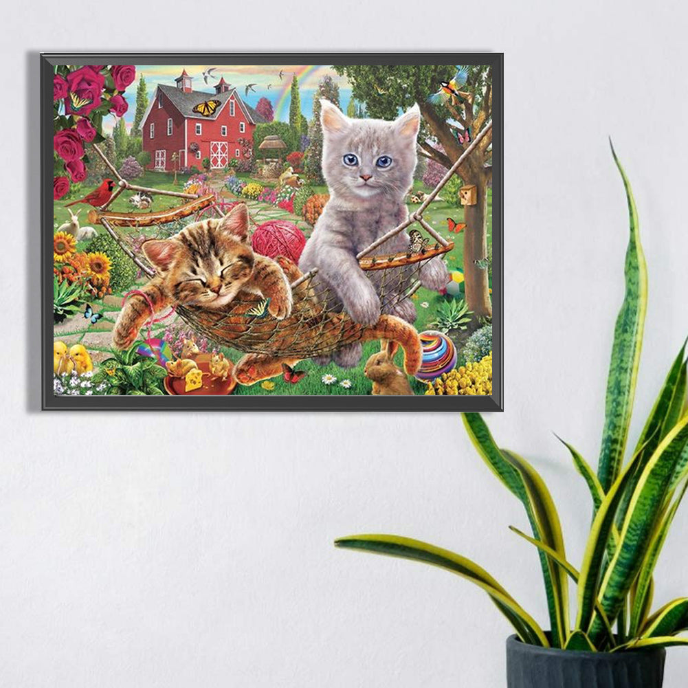 Hanging Chair Cat - Full Square Drill Diamond Painting 40X30CM