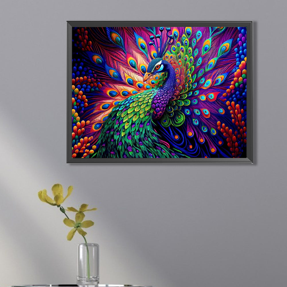 Peacock - Full AB Square Drill Diamond Painting 40*30CM