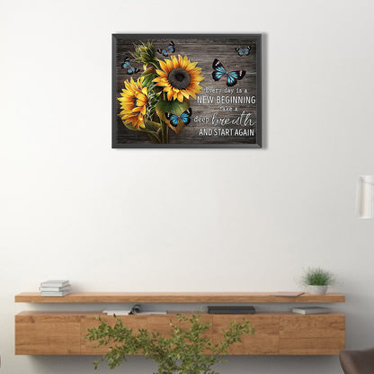 Sunflower Calligraphy And Painting - Full AB Square Drill Diamond Painting 40*30CM