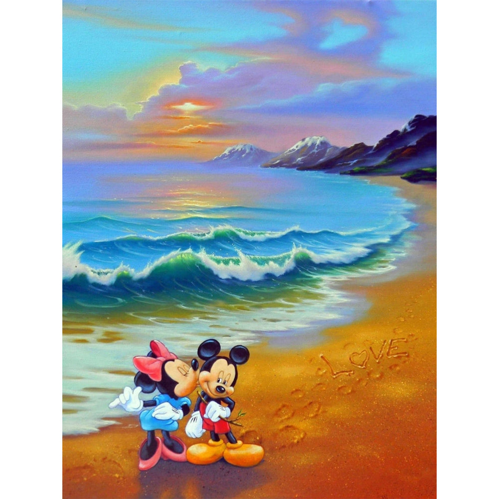 Mickey Mouse Playing By The Sea - Full AB Square Drill Diamond Painting 30*40CM