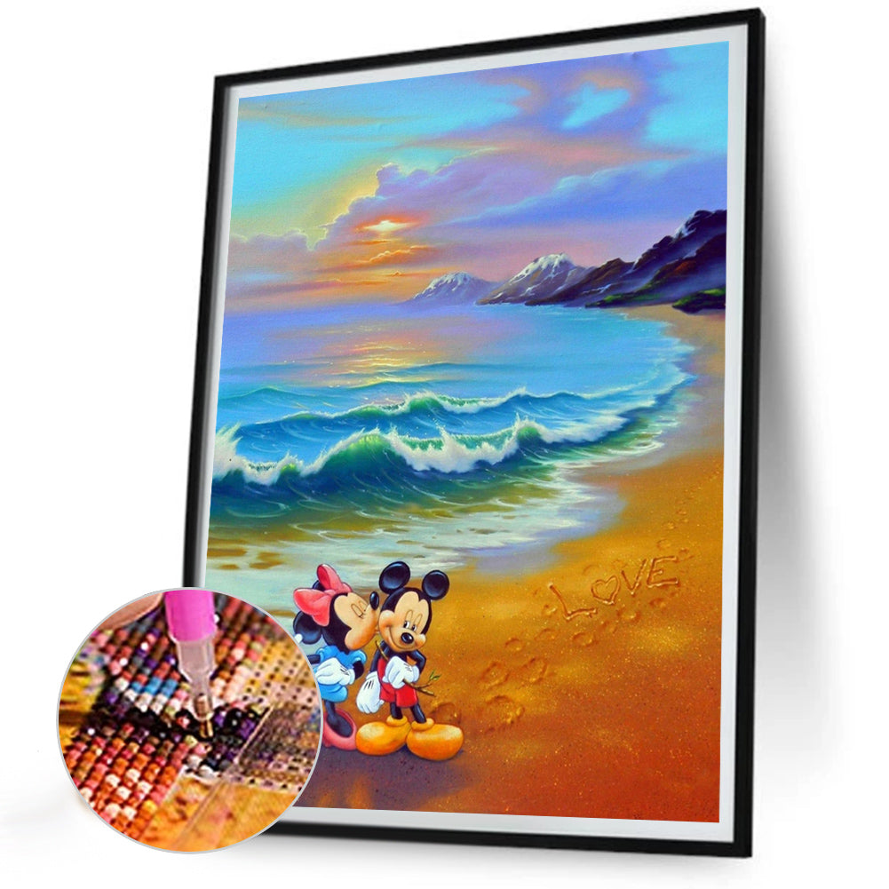 Mickey Mouse Playing By The Sea - Full AB Square Drill Diamond Painting 30*40CM