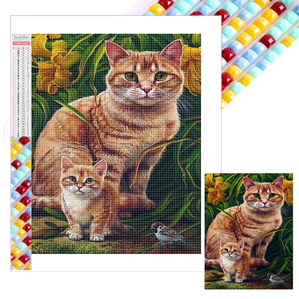 Mother And Child Cat - Full Square Drill Diamond Painting 30*40CM