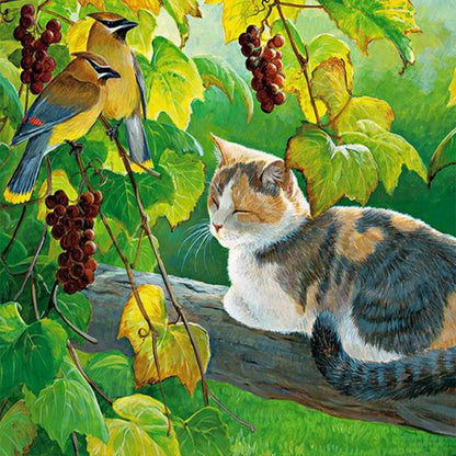 Tree Kitten - Full Round Drill Diamond Painting 35*35CM