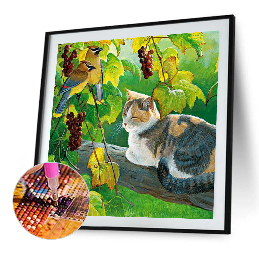 Tree Kitten - Full Round Drill Diamond Painting 35*35CM