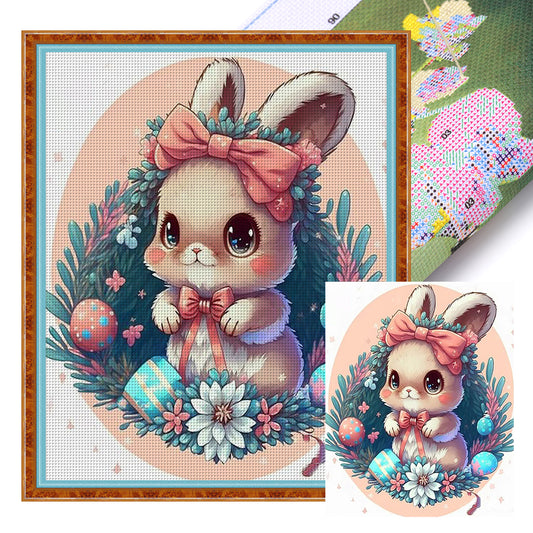 Flower Rabbit - 16CT Stamped Cross Stitch 40*50CM