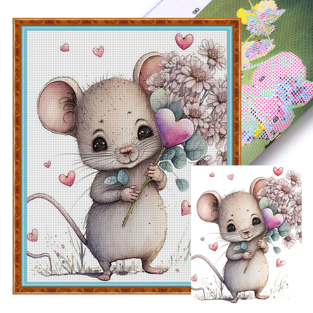 Grass Mouse - 16CT Stamped Cross Stitch 40*50CM