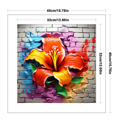 Flowers Growing In Cracks In Wall - 11CT Stamped Cross Stitch 40*40CM