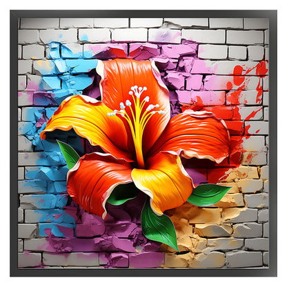 Flowers Growing In Cracks In Wall - 11CT Stamped Cross Stitch 40*40CM