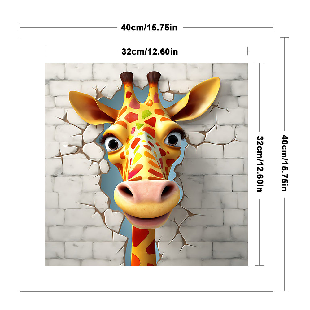 Giraffe Breaking Out Of The Wall - 11CT Stamped Cross Stitch 40*40CM